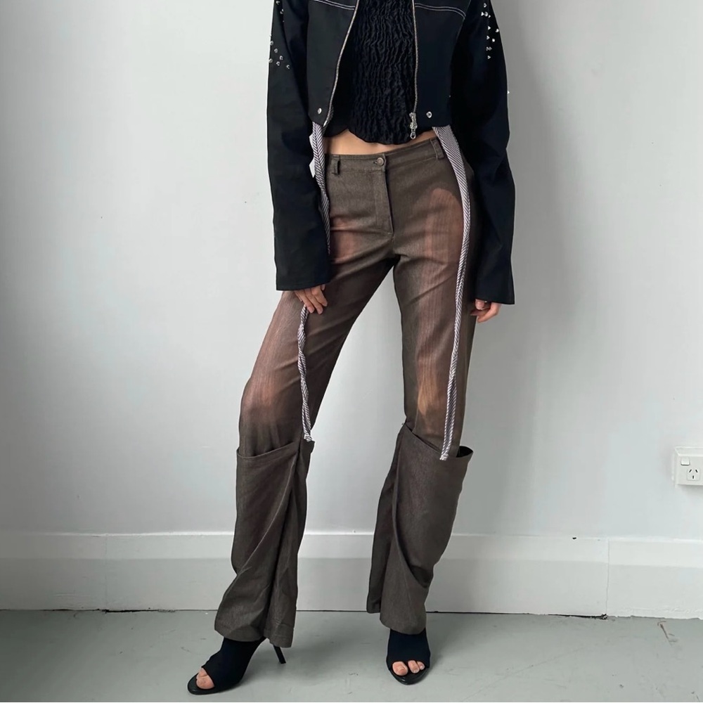 calissa teiniker denim showdown jeans with boot detail in size S